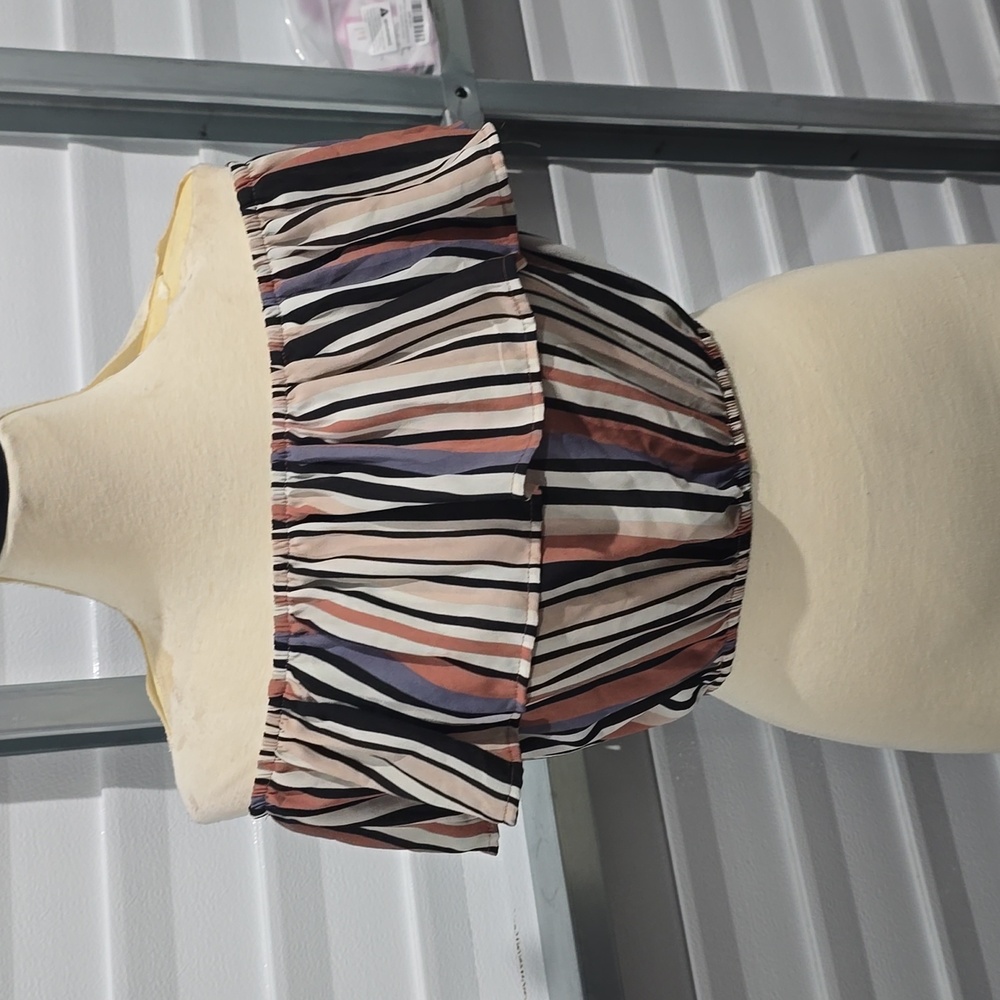 Iris Off Shoulder Multicolor Striped Womens Crop Top Blouse Size‎ Medium